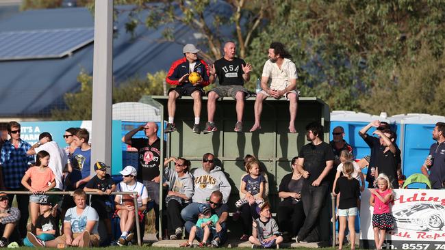 Fans take in the action at Aldinga Oval. Picture: Tait Schmaal