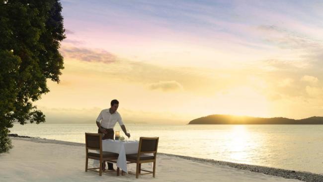 Pebble beach dining on Hamilton Island. Picture: Qualia Resort