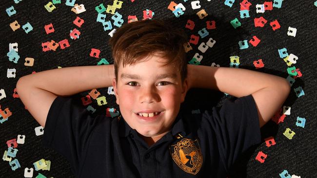 Port Noarlunga Primary school student Jake Hansen. Picture: AAP/Keryn Stevens