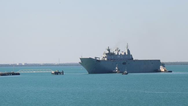 HMAS Arunta arrives in Darwin Habour. Picture Katrina Bridgeford.