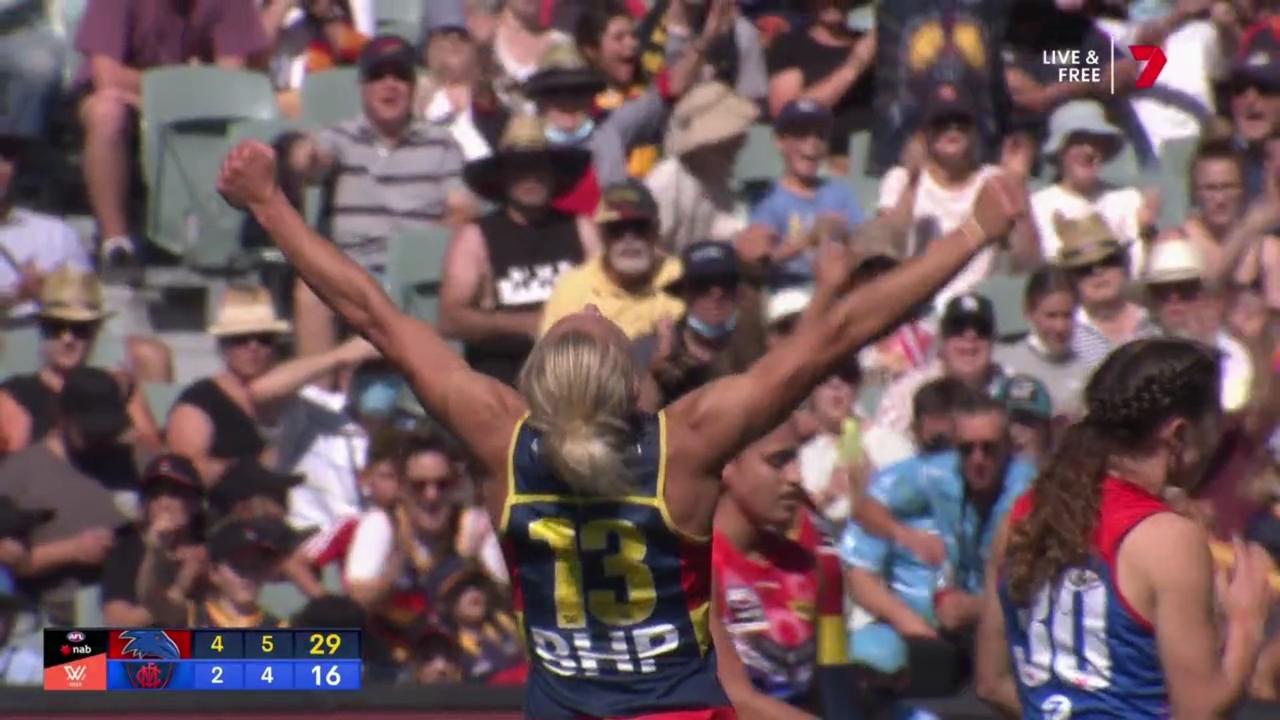 Erin Phillips raored at full time. Photo: Kayo.