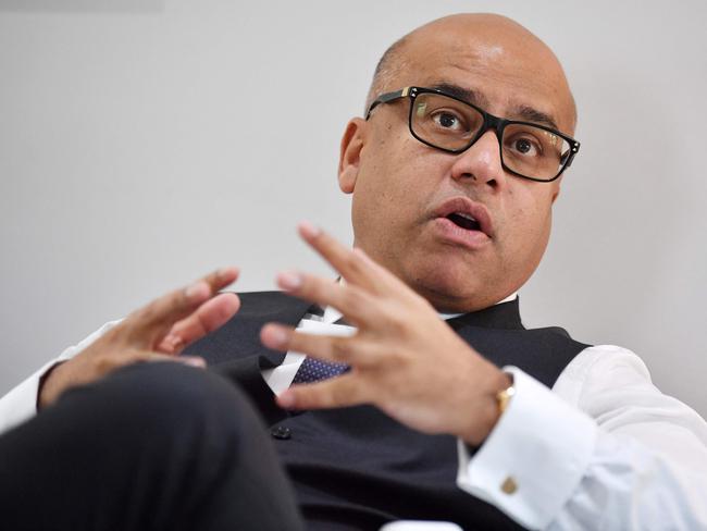 (FILES) In this file photo taken on January 28, 2019 Sanjeev Gupta, head of the GFG (Gupta Family Group) Alliance, speaks during an interview with AFP in London. - Billionaire businessman Sanjeev Gupta's GFG metals empire, which employs 35,000 people worldwide and has several sites in France, was one of Greensill's main customers. (Photo by BEN STANSALL / AFP)