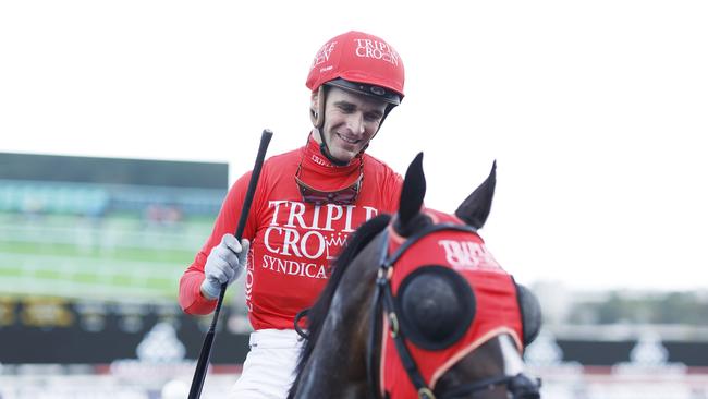 Sam Clipperton dons the Triple Crown silks when he partners Crime Spree at Hawkesbury. Picture: Getty Images