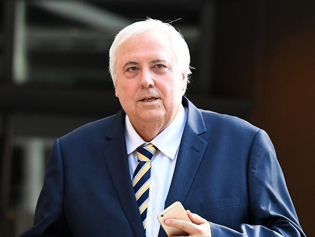 Clive Palmer leaves the Federal Court in Brisbane, Thursday, Feb. 16, 2017. Liquidators are resuming their examination of former federal MP Clive Palmer, over the collapse of Queensland Nickel. (AAP Image/Dan Peled) NO ARCHIVING