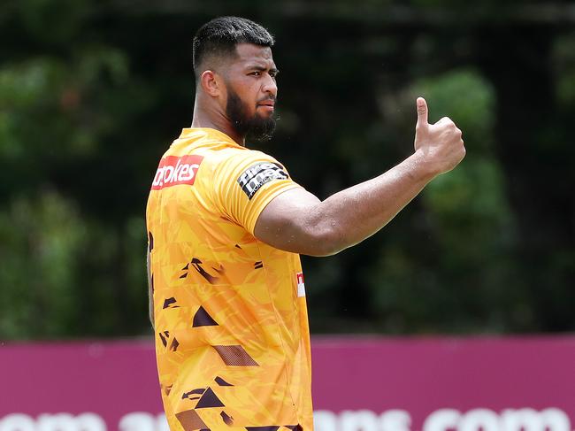 Payne Haas at Brisbane Broncos training, Red Hill. Photographer: Liam Kidston.