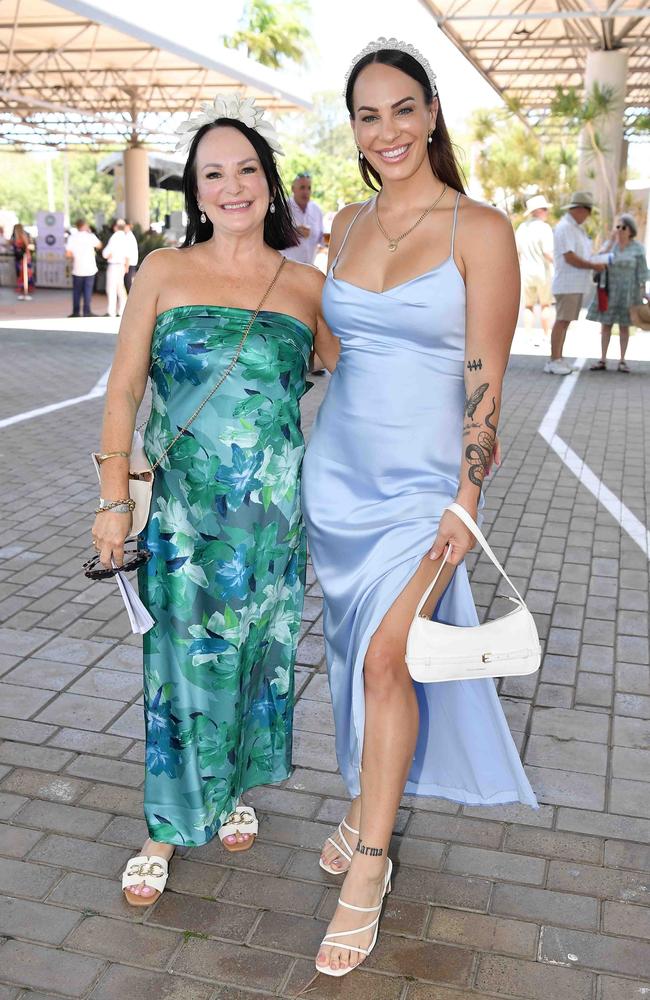 Carolyn Harris and April Harris out and about at Corbould Park for the Melbourne Cup Race Day in Caloundra. Picture: Patrick Woods.