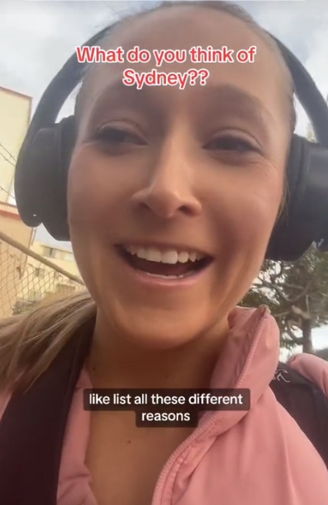 She laughed saying they list all the things they hate about it. But she disagreed, saying she loves Sydney. Picture: TikTok/brooke.alison.laven