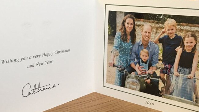 The Cambridges Christmas card including Kate, William, Prince Louis, Prince George and Princess Charlotte. Picture: Twitter