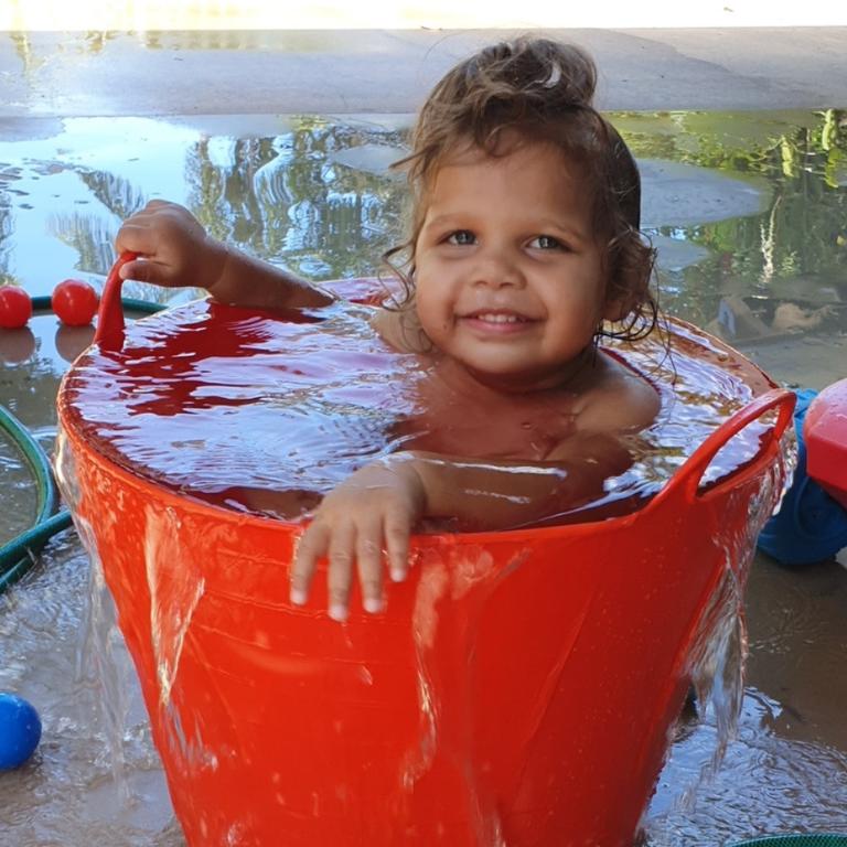 Oaky Paterson cooling down Territory-style. Picture: Theresa Paterson (Mum)