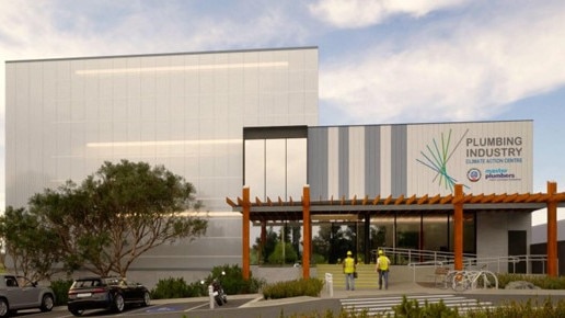 Renders for $6m Plumbing Industry Climate Action Centre expansion. Photo: Supplied