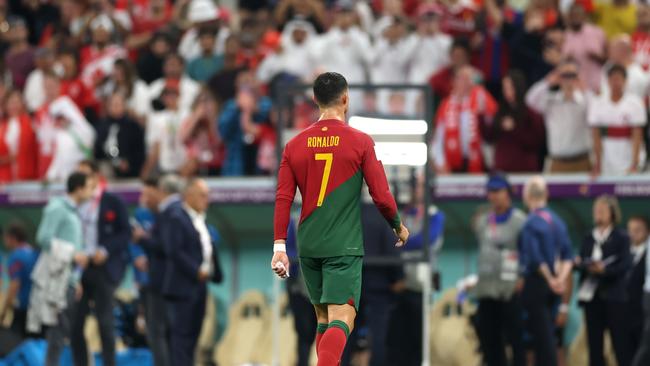 Cristiano Ronaldo leaves the pitch after Portugal’s victory over Switzerland during the FIFA World Cup.