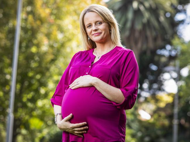 Choreographer Katie Ditchburn, 40, is 31 weeks pregnant and says “it’s been very interesting being pregnant through this pandemic. Picture: Nicole Cleary