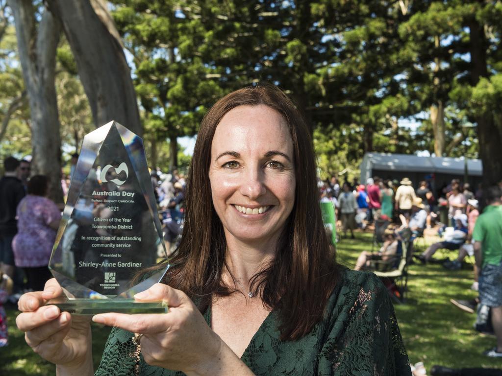 Shirley-Anne Gardiner is the Toowoomba District Citizen of the Year award recipient on Australia Day 2021 at Picnic Point, Tuesday, January 26, 2021. Picture: Kevin Farmer