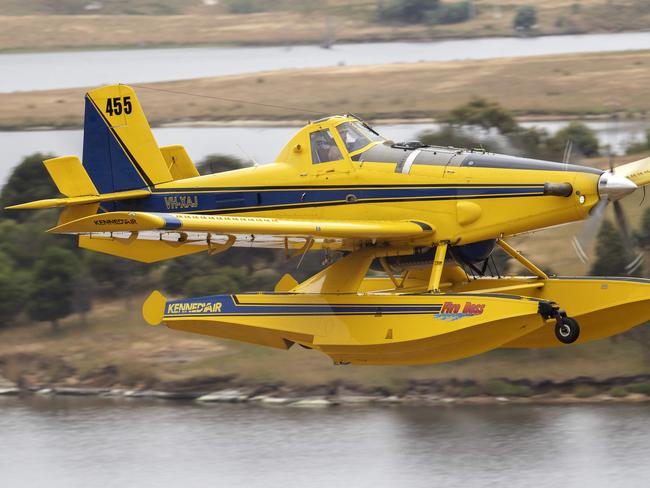 Aviation firefighting fleet demonstration at Colebrook, Air Tractor Fire Boss. Picture: Chris Kidd