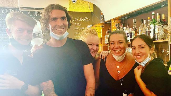 Staff at the "last drinks" at the Narrabeen RSL Club. Picture: Narrabeen RSL Club