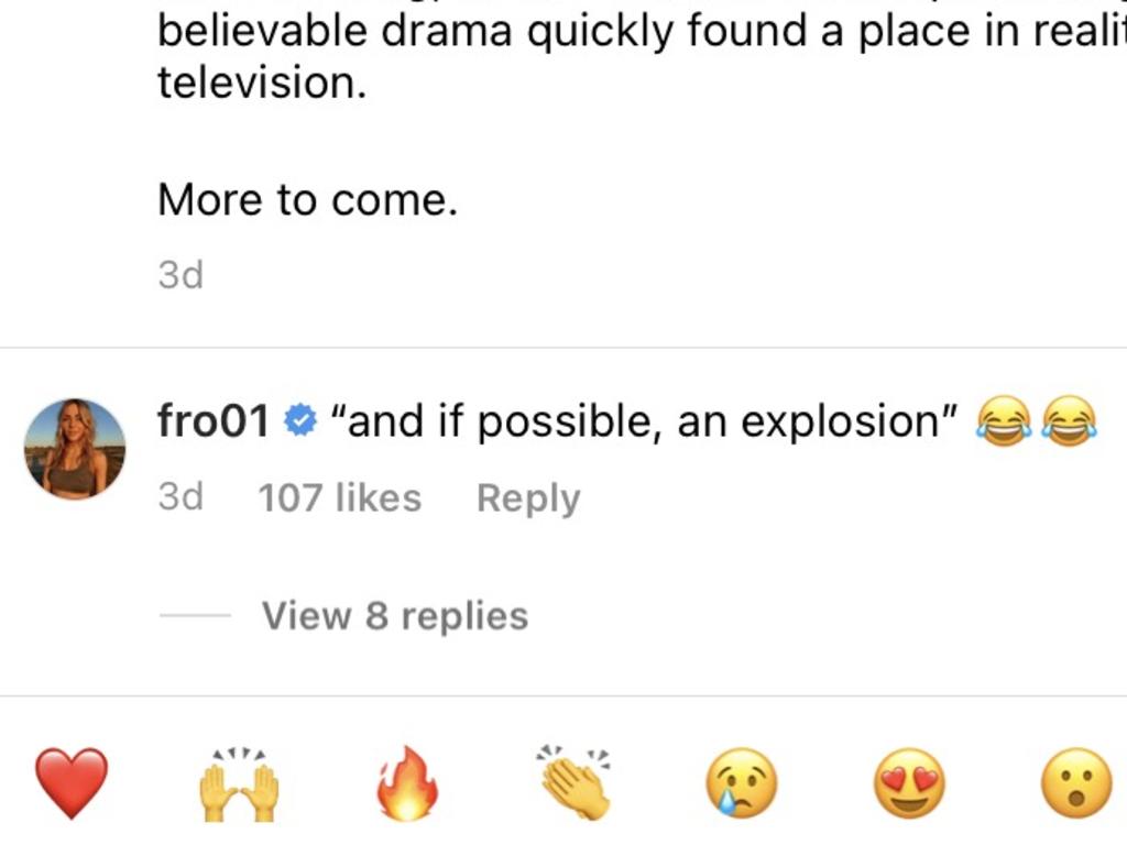 Frost commented on the post quoting a line from the article.