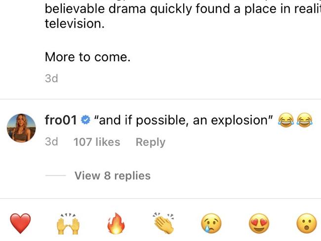 Frost commented on the post quoting a line from the article.