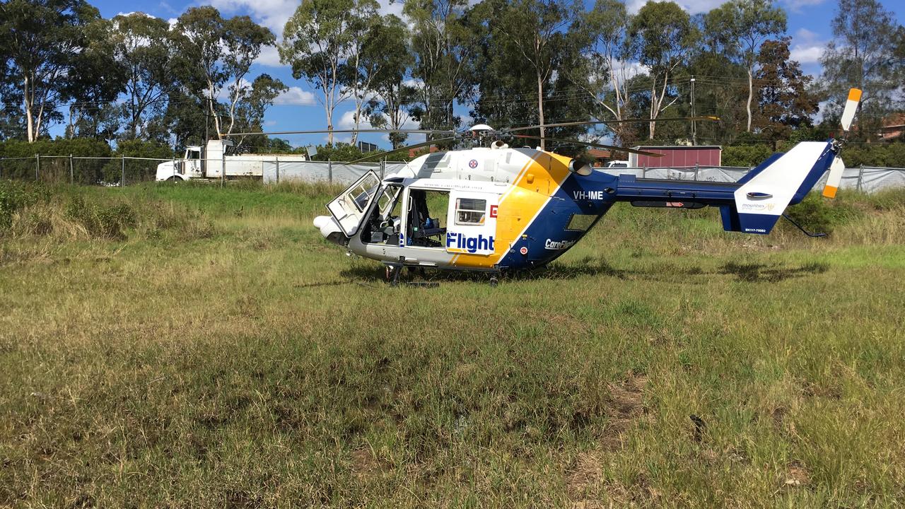 The CareFlight helicopter was dispatched to treat the man, before an ambulance took him to Liverpool Hospital.