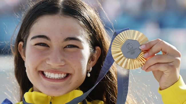 Arisa Trew took out gold in the women’s skateboard park in Paris. Picture: Michael Klein