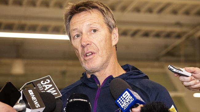 Melbourne Storm coach Craig Bellamy speaks to the media.