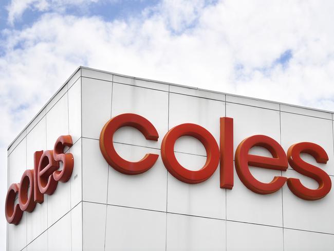 BRISBANE, AUSTRALIA - NewsWire Photos - SEPTEMBER 22, 2020.A Coles supermarket sign above a store in Brisbane. Coles outlets across Queensland will become fully powered by renewable energy sources by 2022.Picture: NCA NewsWire / Dan Peled