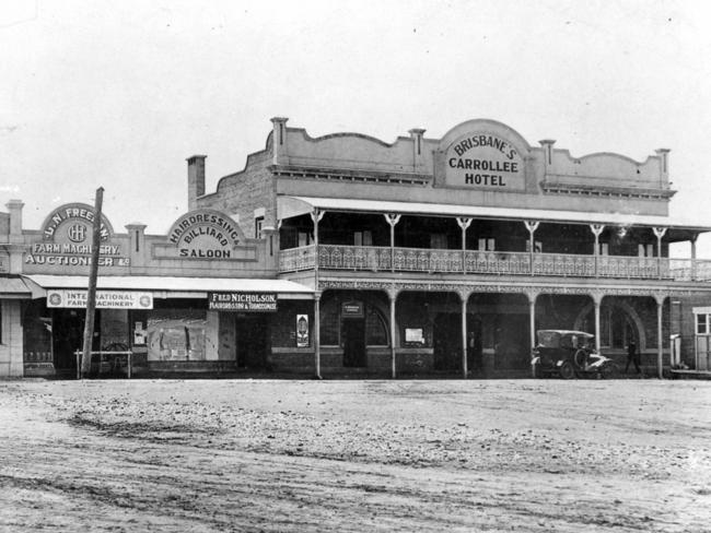 PIONEERS: The Carrollee Hotel and adjacent shops in Kingaroy in 1915.