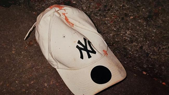 Blood on Mr Bol’s cap after the murder. Photo: Courts SA