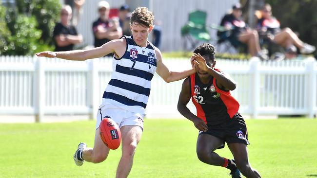 Broadbeach player Lachlan Edgar QAFL colts match between Redland-Victoria Point and Broadbeach. Saturday April 22, 2023. Picture, John Gass