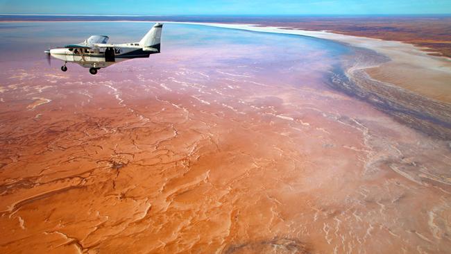 South Australia’s Department for Environment and Water proposes to ban whites, Asian Australians and other non-Aborigines from Lake Eyre. Picture: Wrights Air