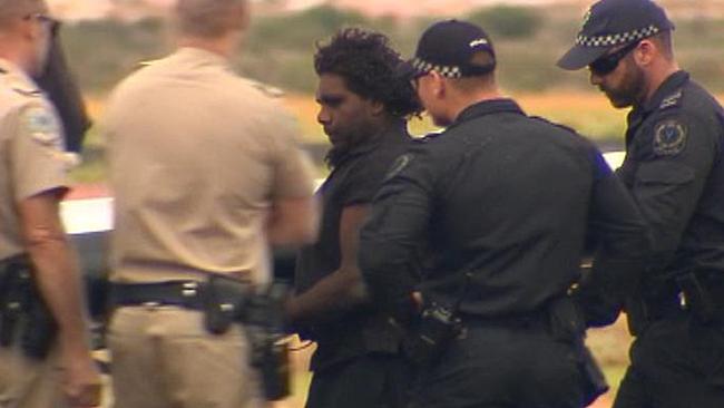 Dudley Davey after his arrest over the murder of APY Lands nurse Gayle Woodford. Pic: Channel 7