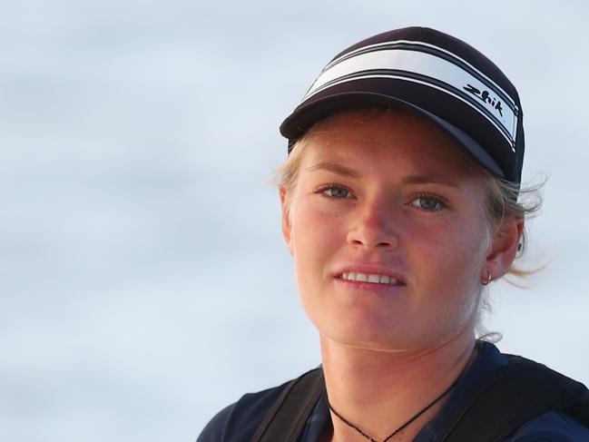 BRISBANE, AUSTRALIA - MAY 06: Australian Sailor Mara Stransky trains at the Royal Queensland Yacht Squadron on May 06, 2020 in Brisbane, Australia. Athletes across the country are now training in isolation under strict policies in place due to the Covid-19 pandemic. (Photo by Chris Hyde/Getty Images)