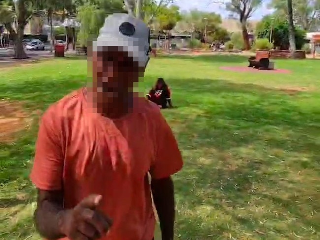 A domestic violence incident in the middle of the day on the lawns outside Alice Springs Town Council. Picture - Supplied