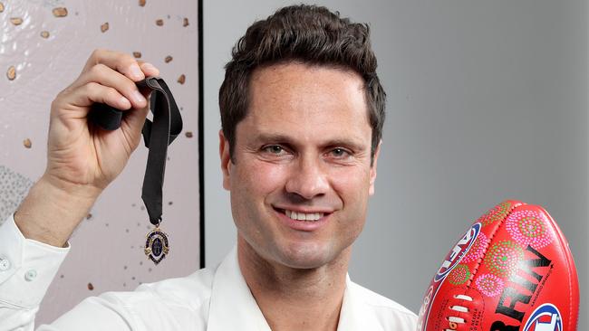 Gavin Wanganeen with his Brownlow Medal. Picture: Dylan Coker