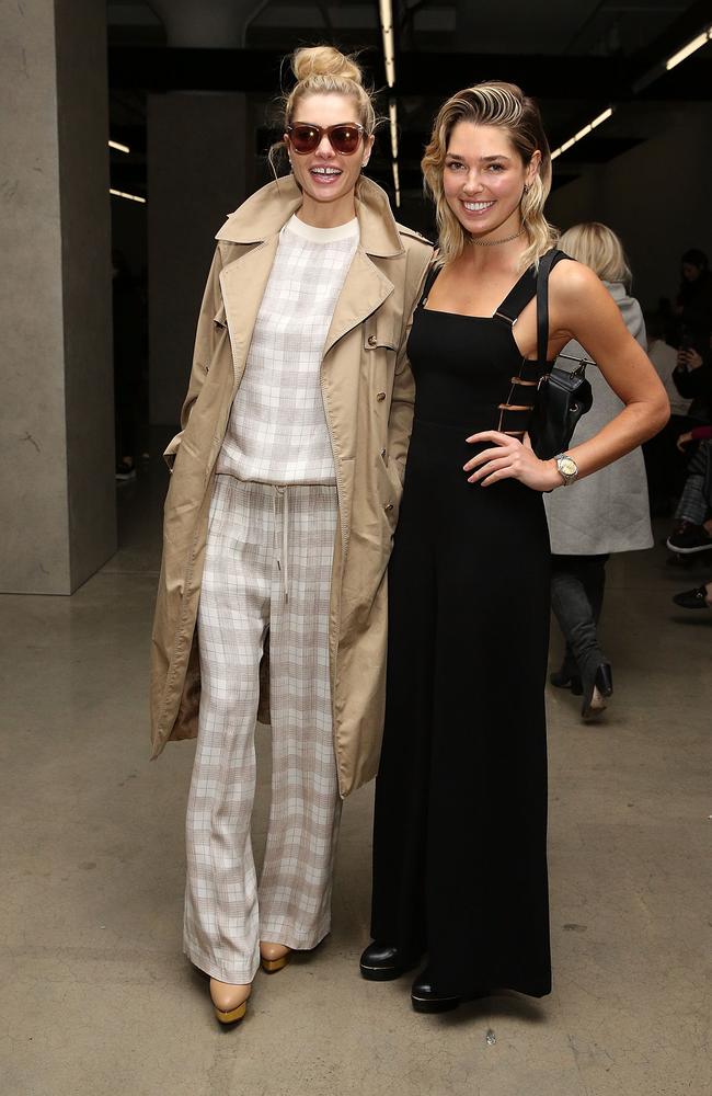 Aussie supermodel sisters, Jessica and Ashley Hart at New York Fashion Week. Picture: Robin Marchant/Getty Images