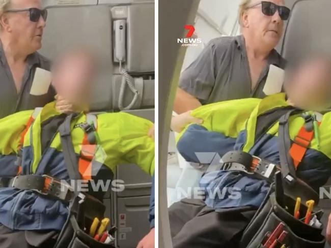 A passenger and the pilot have tackled an allegedly armed man who tried to board a Jetstar flight at Melbourne's Avalon Airport. Picture: Supplied/7News