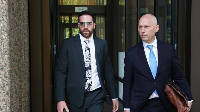 Vincenzo Tesoriero, left, with his lawyer outside Sydney Federal Court last year. Picture: Jane Dempster