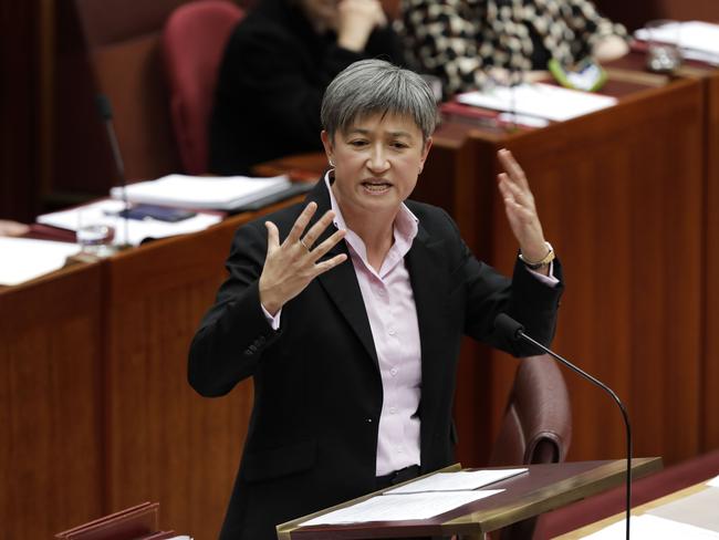 Senator Penny Wong questions what’s been said. Picture: Sean Davey.