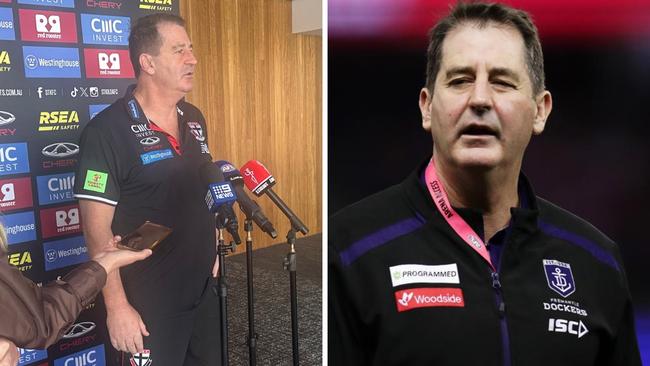 Ross Lyon faces the press. Photo: Twitter, tommorris32.