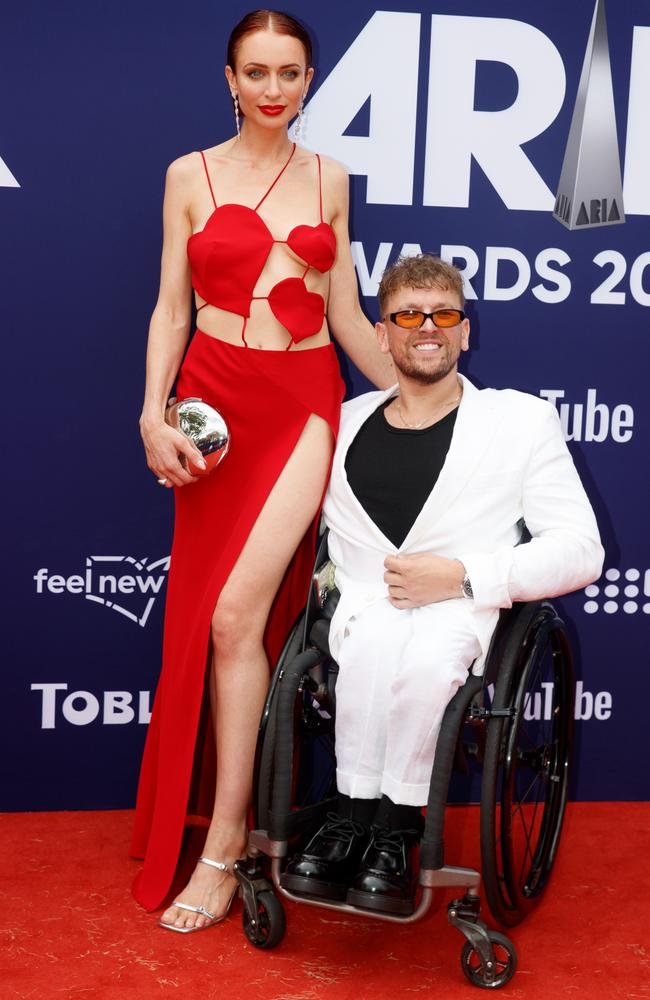 Chantelle Otten, pictured with Dylan Alcott, says she has, at times, maybe revealed too much of herself online while she figured out what the community wanted. Picture: NCA NewsWire / Nikki Short