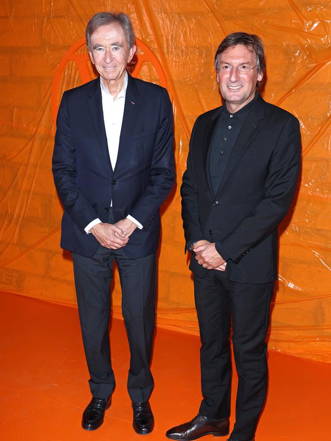 Pietro Beccari, right, pictured with chief executive and chairman of LVMH, Bernard Arnault. Picture: Getty Images