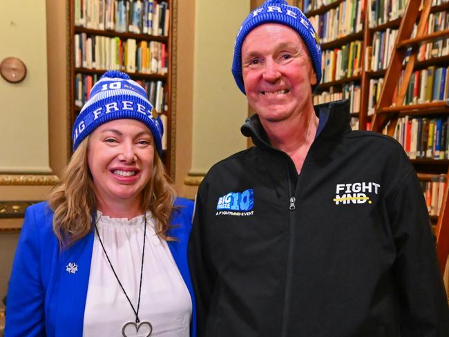 Fight MND event at Victoria Parliament on Wednesday the 15th of May, 2024.Labor MP Emma Vulin (in blue jacket) with Neale Daniher Picture; Morgan Handcock