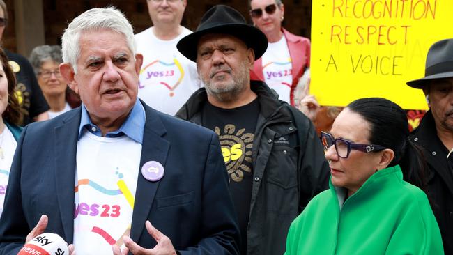 Ken Wyatt with his successor Linda Burney. Picture: NCA NewsWire/Philip Gostelow