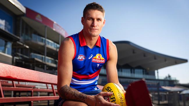 MELBOURNE, AUGUST 1, 2024: Western Bulldogs player Rory Lobb wears the teams Footscray Retro Round Guernsey. Picture: Mark Stewart