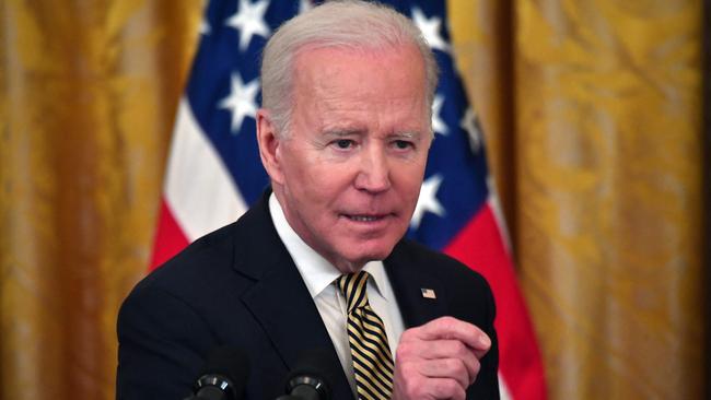 US President Joe Biden has branded Vladimir Putin a ‘war criminal’. Picture: Nicholas Kamm/AFP