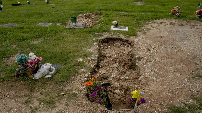 Haydn Kelly’s gravesite, which council say has now been refilled. Picture: Jerad Williams