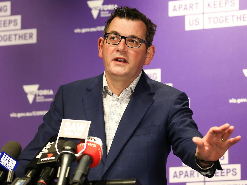 Daniel Andrews has announced a permit system for Melbourne today, requiring people to show papers when out and about. Picture: Ian Currie/NCA NewsWire
