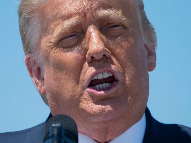 US President Donald Trump speaks on economic prosperity, at Burke Lakefront Airport in Cleveland, Ohio, on August 6, 2020. (Photo by JIM WATSON / AFP)