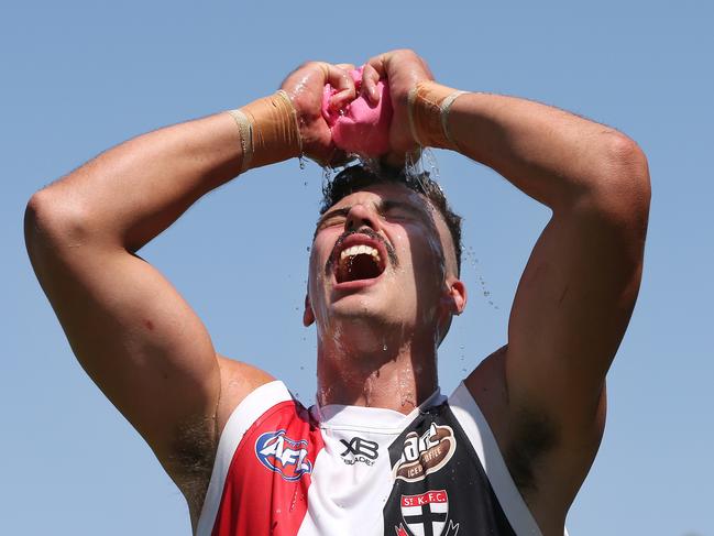 Lewis Pierce cools down during his Saints days. Pic: Michael Klein