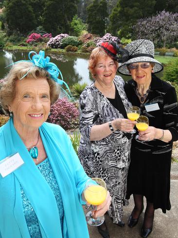 (L-R) Betty Packham, Beth Singleton and Marion Sharp all of Burnie at the Emu Valley Rhododendron Garden at Burnie for the Melbourne Cup