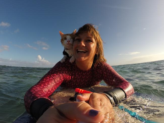 Odd sight ... He’s even happy to perch on one of his owners shoulders. Picture: Caters News/Picture Media